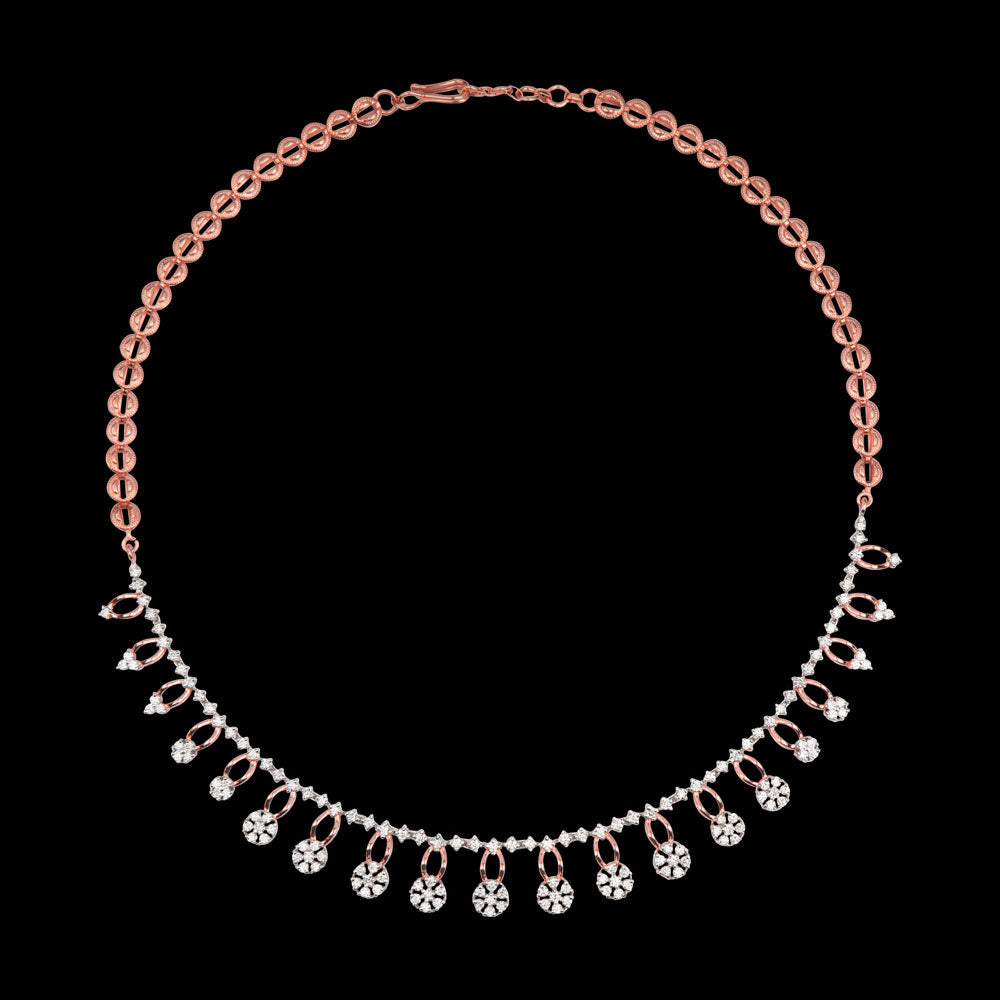 14K Rose Gold Diamond Necklace - 3ct VVS-VS-HI