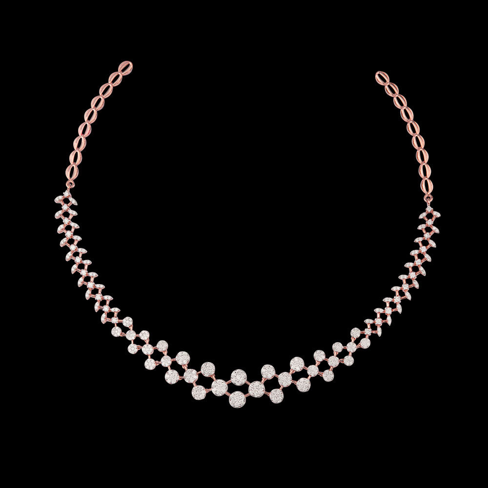 14K Rose Gold Diamond Necklace - 3.58ct VVS-VS-GH