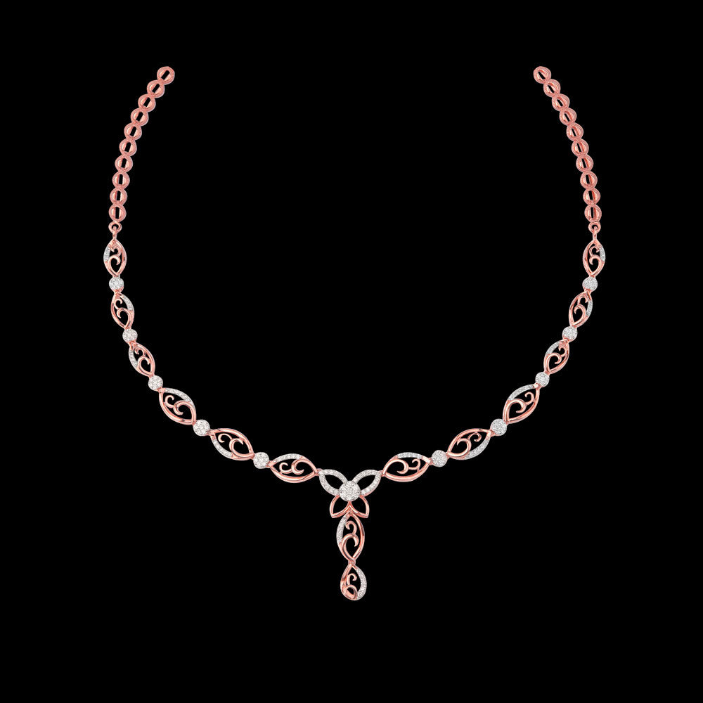 14K Rose Gold Diamond Necklace - 1.06ct VVS-VS-GH