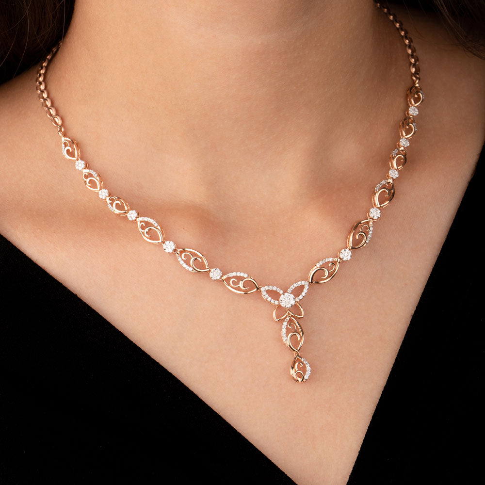 14K Rose Gold Diamond Necklace - 1.06ct VVS-VS-GH