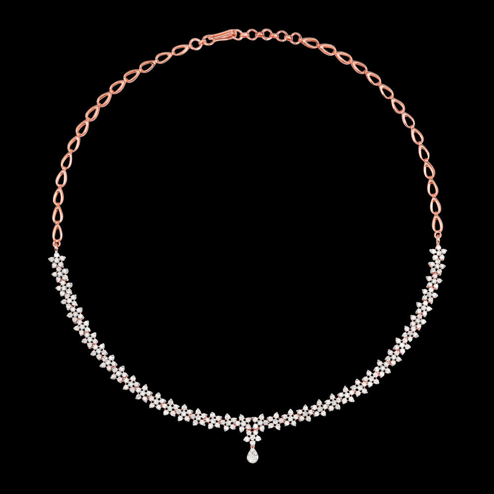 14K Rose Gold Diamond Necklace - 4.05ct SI-GH