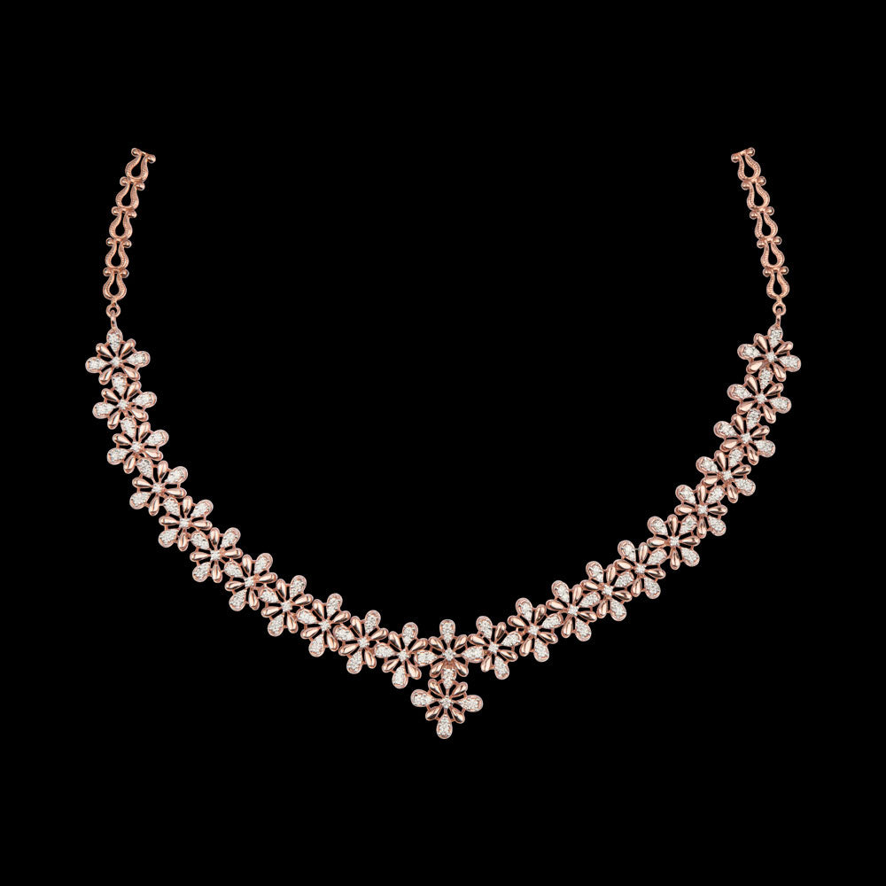 14K Rose Gold Diamond Necklace - 3.604ct VVS-VS-GH