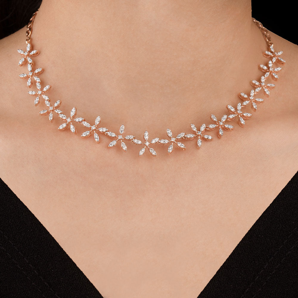 14K Rose Gold Diamond Necklace - 3.576ct VVS-VS-HI