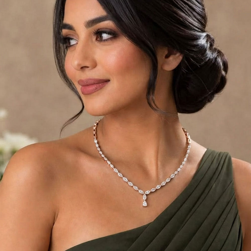 18K Rose Gold Diamond Necklace - 1.414ct VS-SI-FG