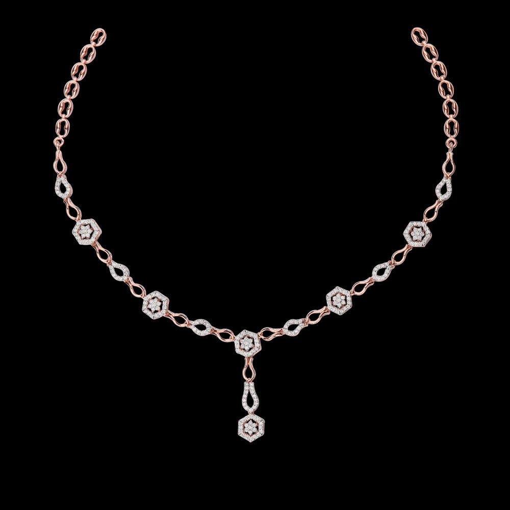 14K Rose Gold Diamond Necklace - 1.4ct VVS-VS-GH