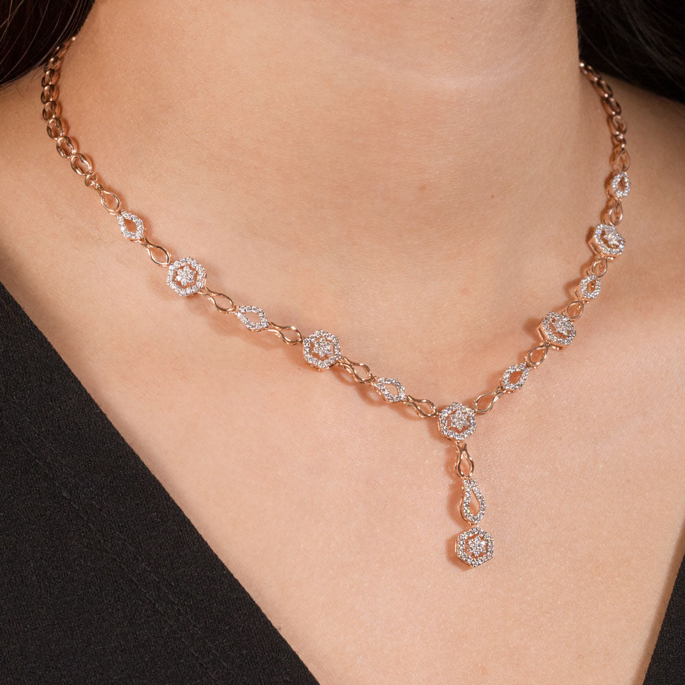 14K Rose Gold Diamond Necklace - 1.4ct VVS-VS-GH