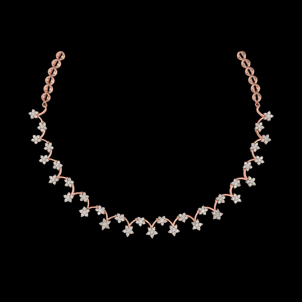 14K Rose Gold Diamond Necklace - 3.38ct SI-GH