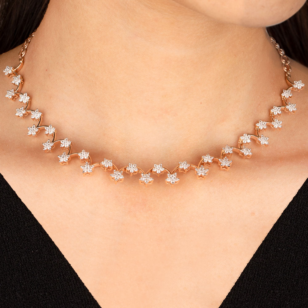 14K Rose Gold Diamond Necklace - 3.38ct SI-GH