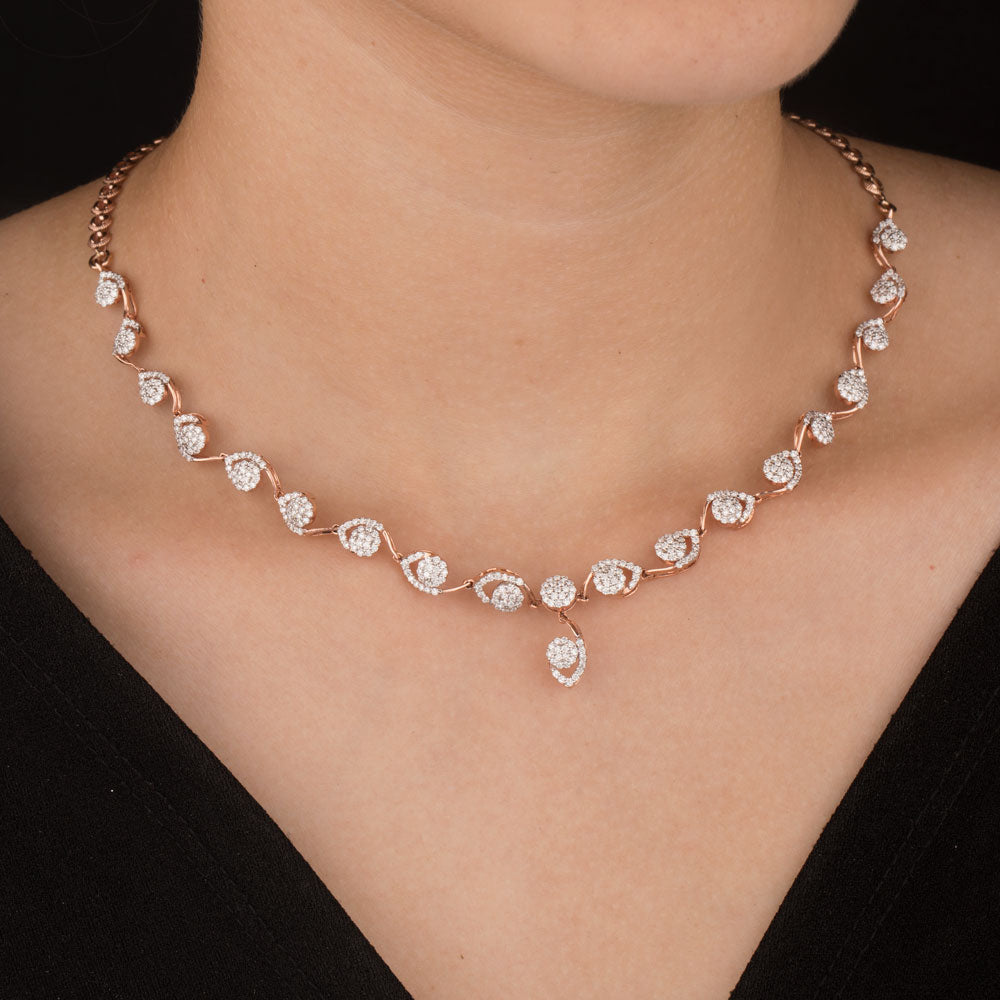 14K Rose Gold Diamond Necklace - 2.46ct VS-SI-FG