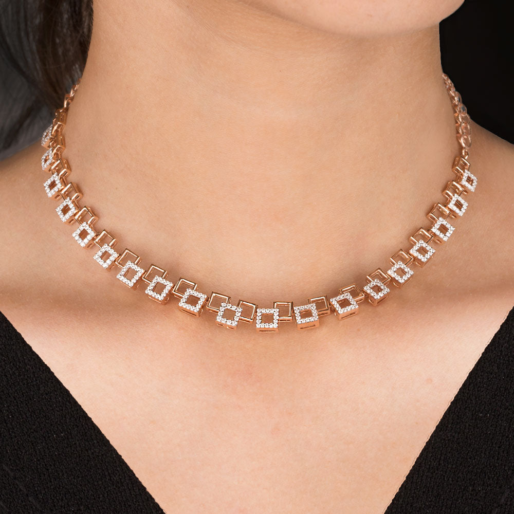 14K Rose Gold Diamond Necklace - 1.58ct VS-SI-FG