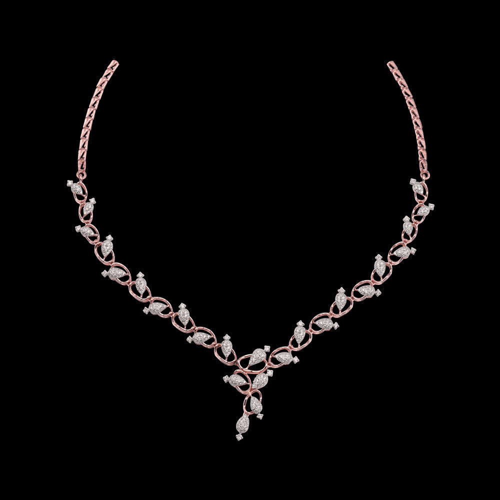 14K Rose Gold Diamond Necklace - 3.02ct VS-SI-FG