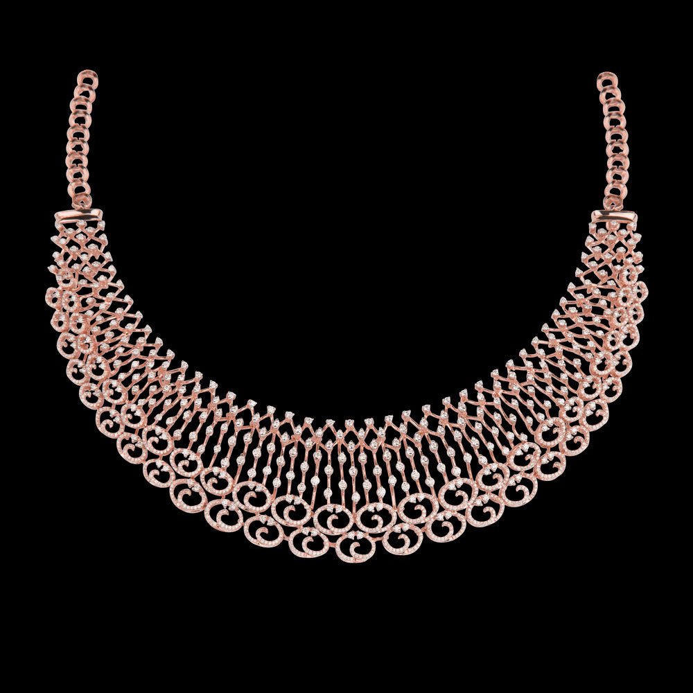 14K Rose Gold Diamond Necklace - 5.67ct VVS-VS-HI