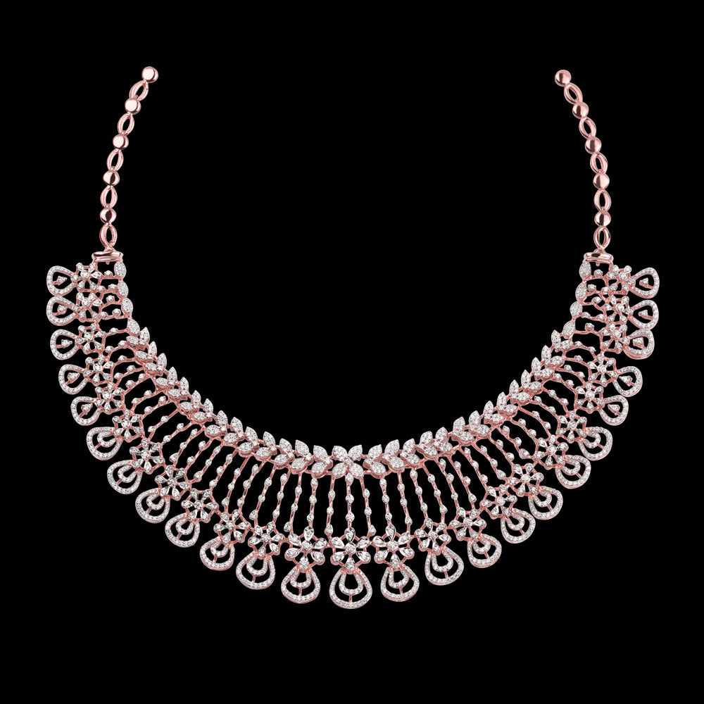 14K Rose Gold Diamond Necklace - 7.122ct VVS-VS-GH