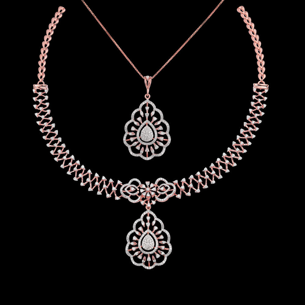 14K Rose Gold Diamond Necklace - 3.25ct VS-SI-FG