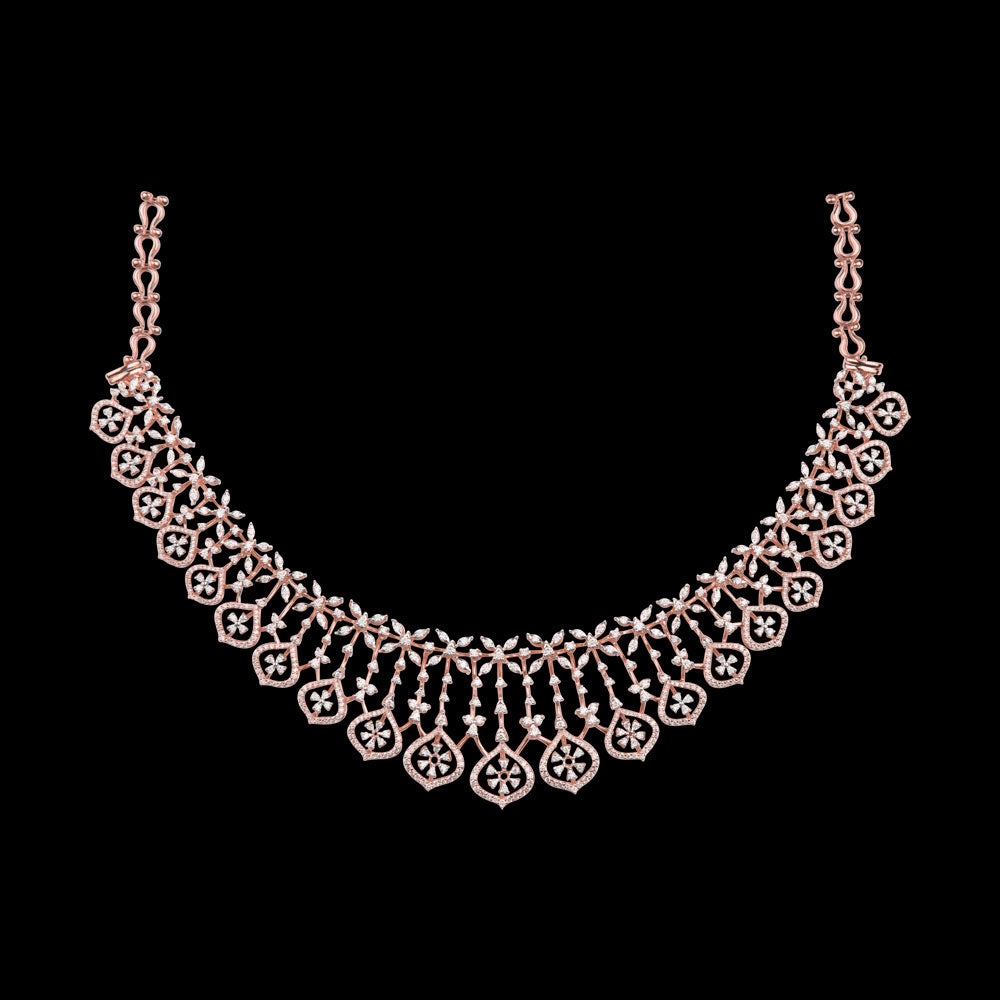 14K Rose Gold Diamond Necklace - 4.39ct VVS-VS-GH