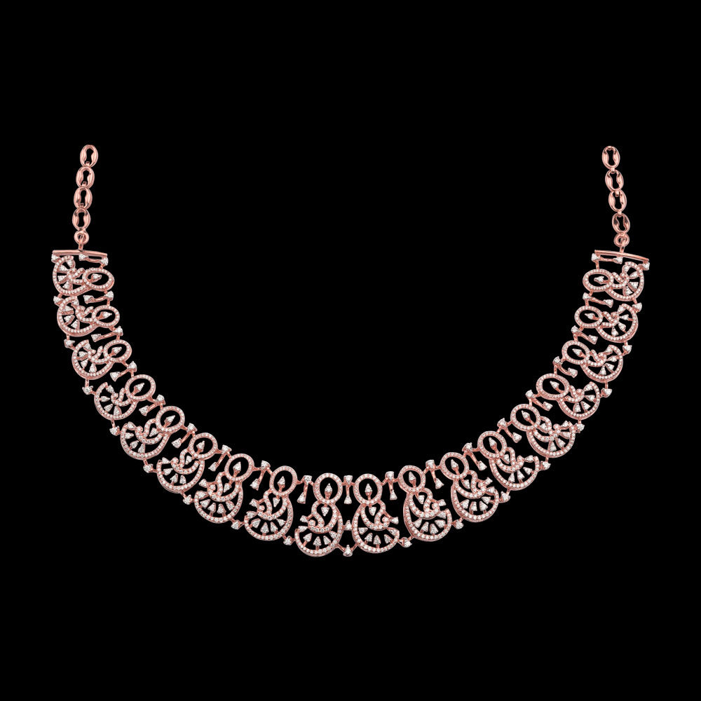 14K Rose Gold Diamond Necklace - 3.55ct VVS-VS-GH