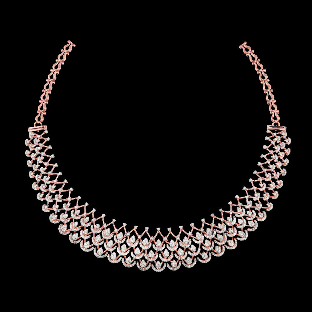 14K Rose Gold Diamond Necklace - 4.73ct VS-SI-GH
