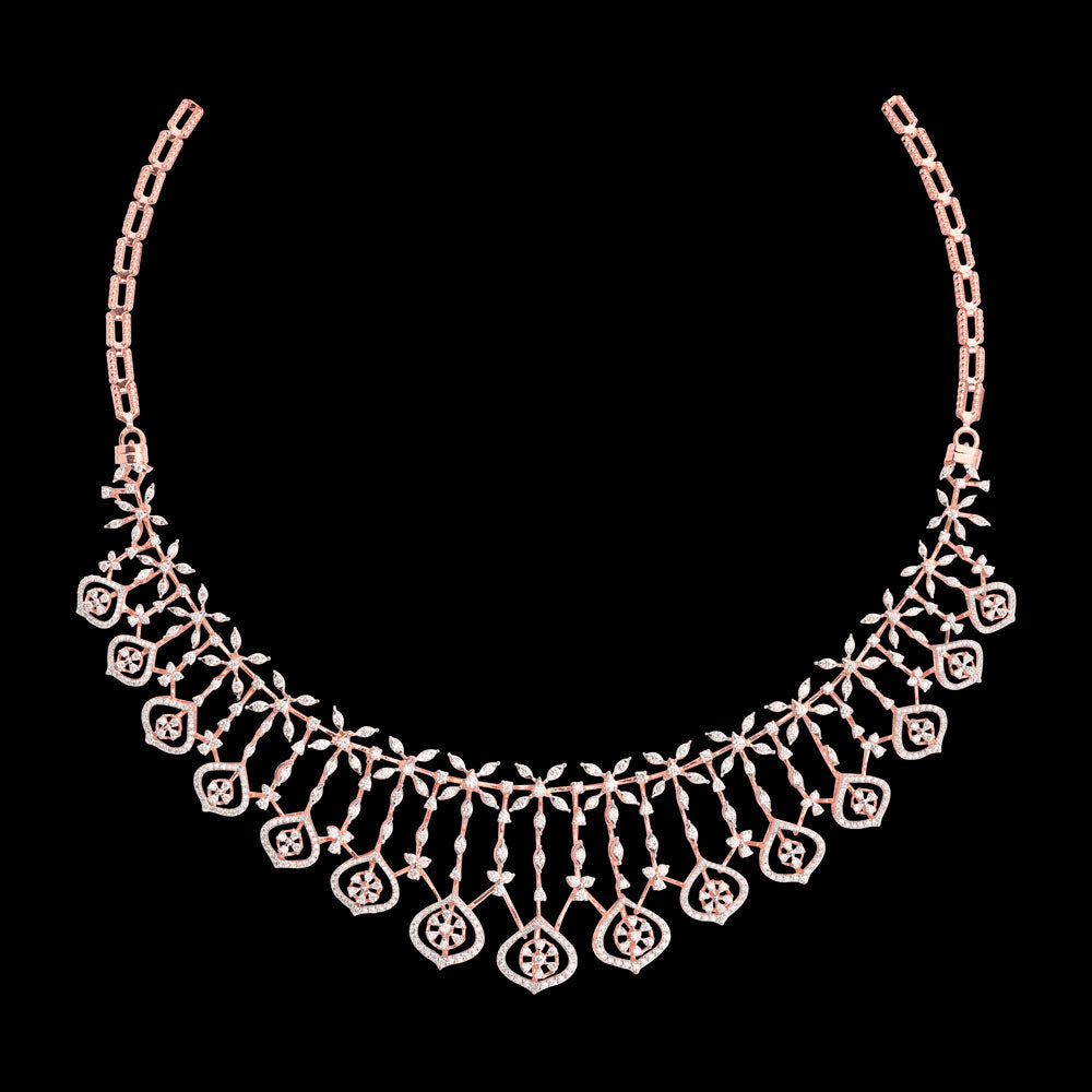 14K Rose Gold Diamond Necklace - 4.529ct VVS-VS-GH