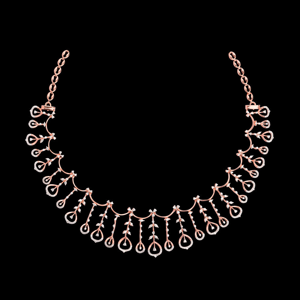 18K Rose Gold Diamond Necklace - 2.76ct VVS-VS-GHI