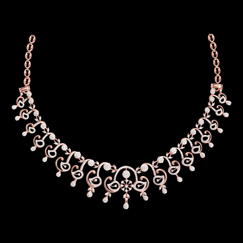 18K Rose Gold Diamond Necklace - 3.72ct VVS-VS-GHI