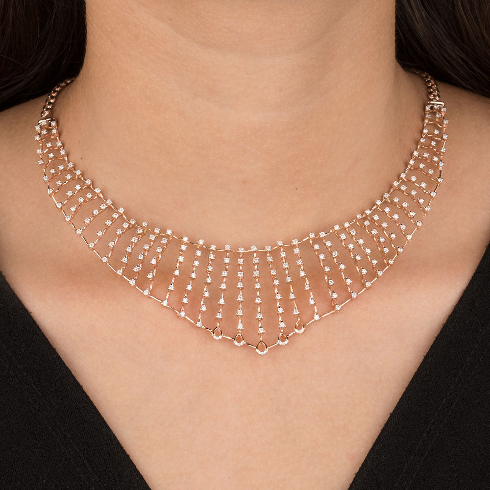 14K Rose Gold Diamond Necklace - 2.595ct VVS-VS-FG
