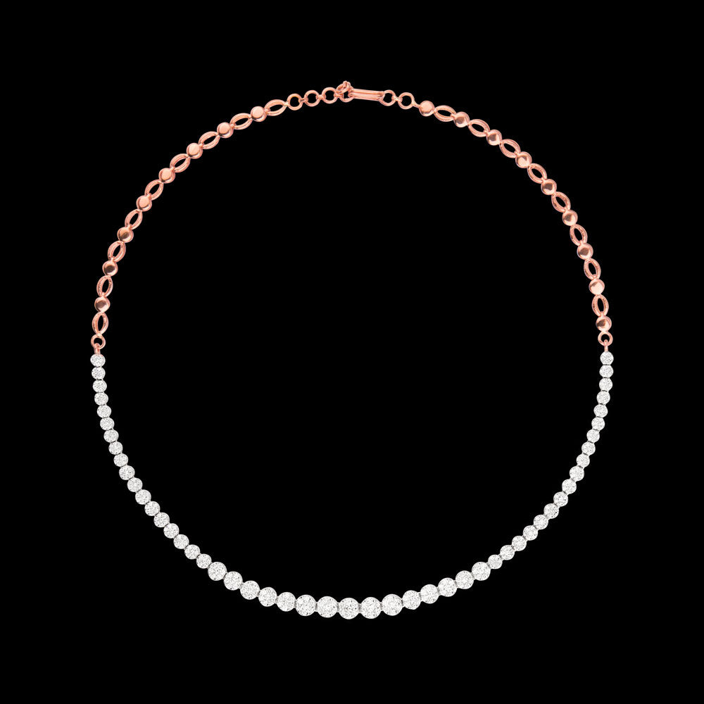 18K Rose Gold Diamond Necklace - 6.931ct VS-SI-GH
