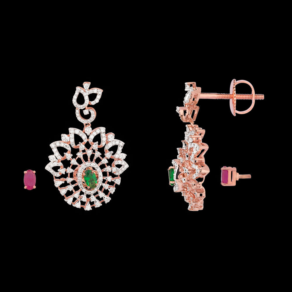 18K Rose Gold Diamond Jewellery - 1.5ct VVS-VS-GHI with Colour Stones