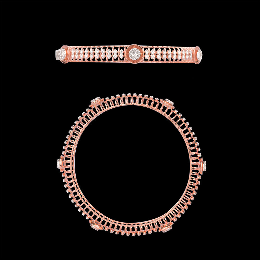 18K Rose Gold Diamond Bangle - 2.968ct VVS-VS-HI