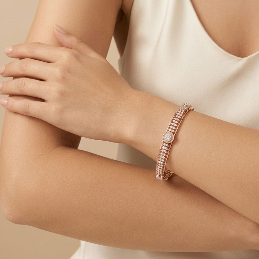 18K Rose Gold Diamond Bangle - 2.968ct VVS-VS-HI