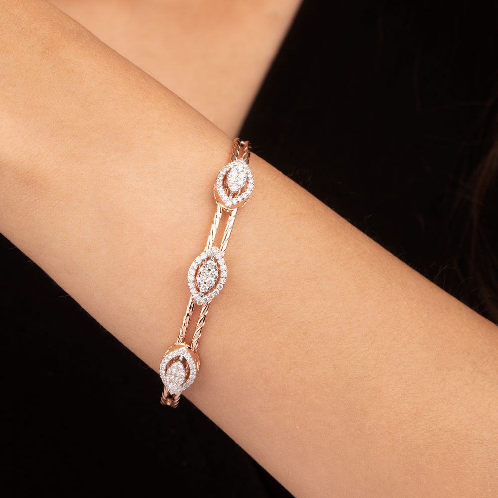 14K Rose Gold Diamond Kada - 1.03ct VVS-VS-GH