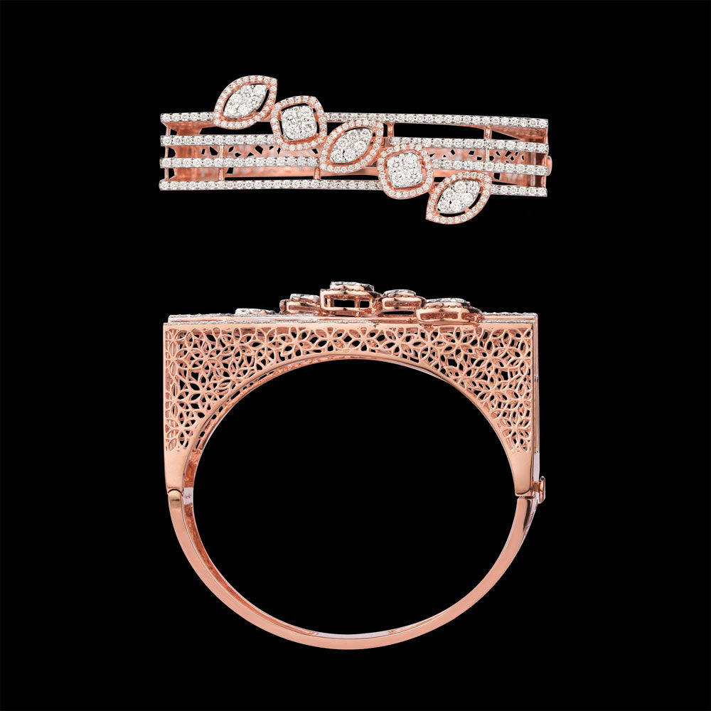 18K Rose Gold Diamond Kada - 2.963ct VVS-VS-GH