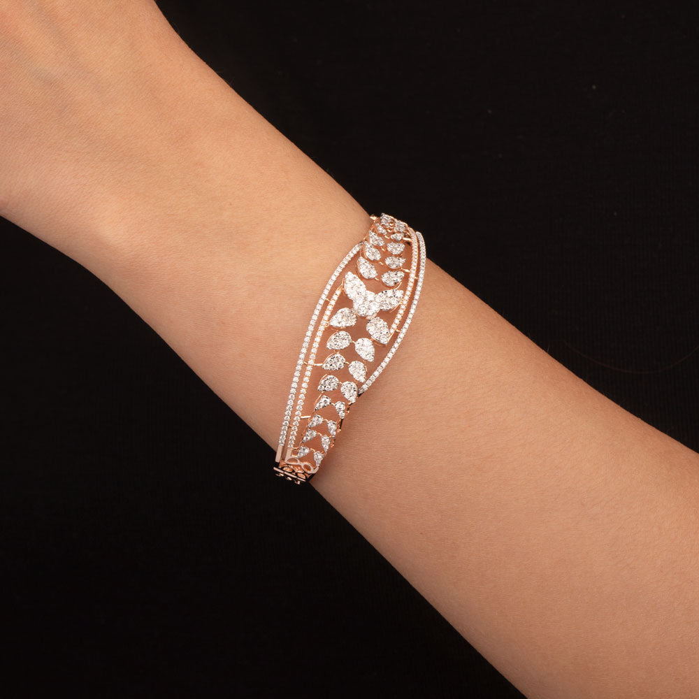 18K Rose Gold Diamond Kada - 2.979ct VVS-VS-GH