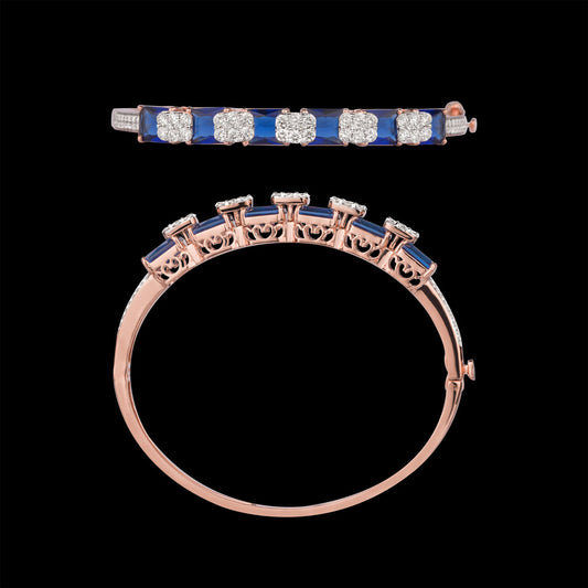 14K Rose Gold Diamond Kada - 1.696ct VVS-VS-GH with Colour Stones