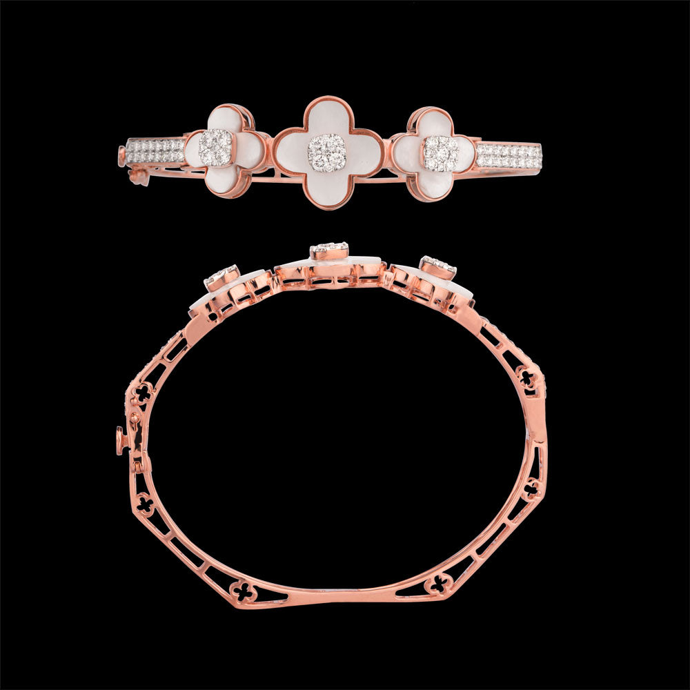 18K Rose Gold Diamond Kada - 1.478ct VVS-VS-GHI with Colour Stones