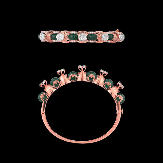 18K Rose Gold Diamond Kada - 2.07ct VVS-VS-GH with Colour Stones