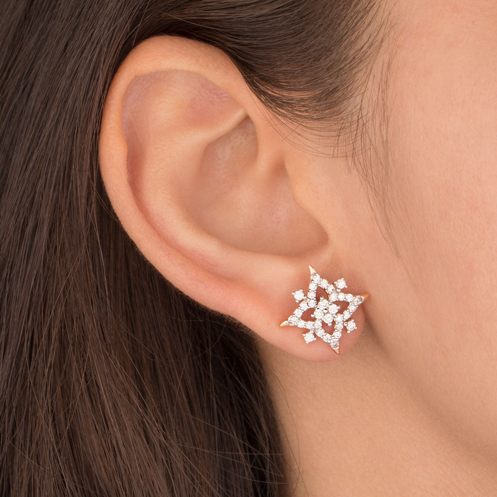 18K Rose Gold Diamond Earrings - 0.658ct VVS-VS-GH