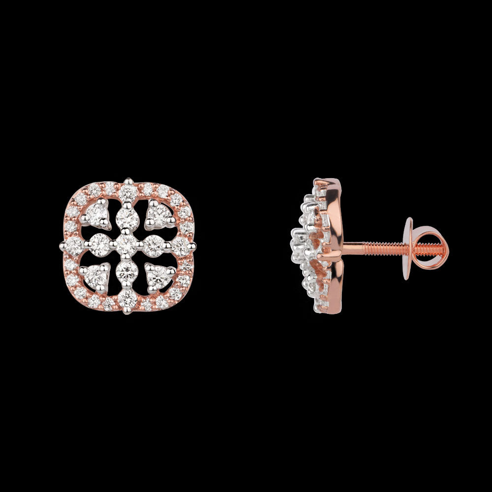 18K Rose Gold Diamond Earrings - 0.748ct VVS-VS-GH