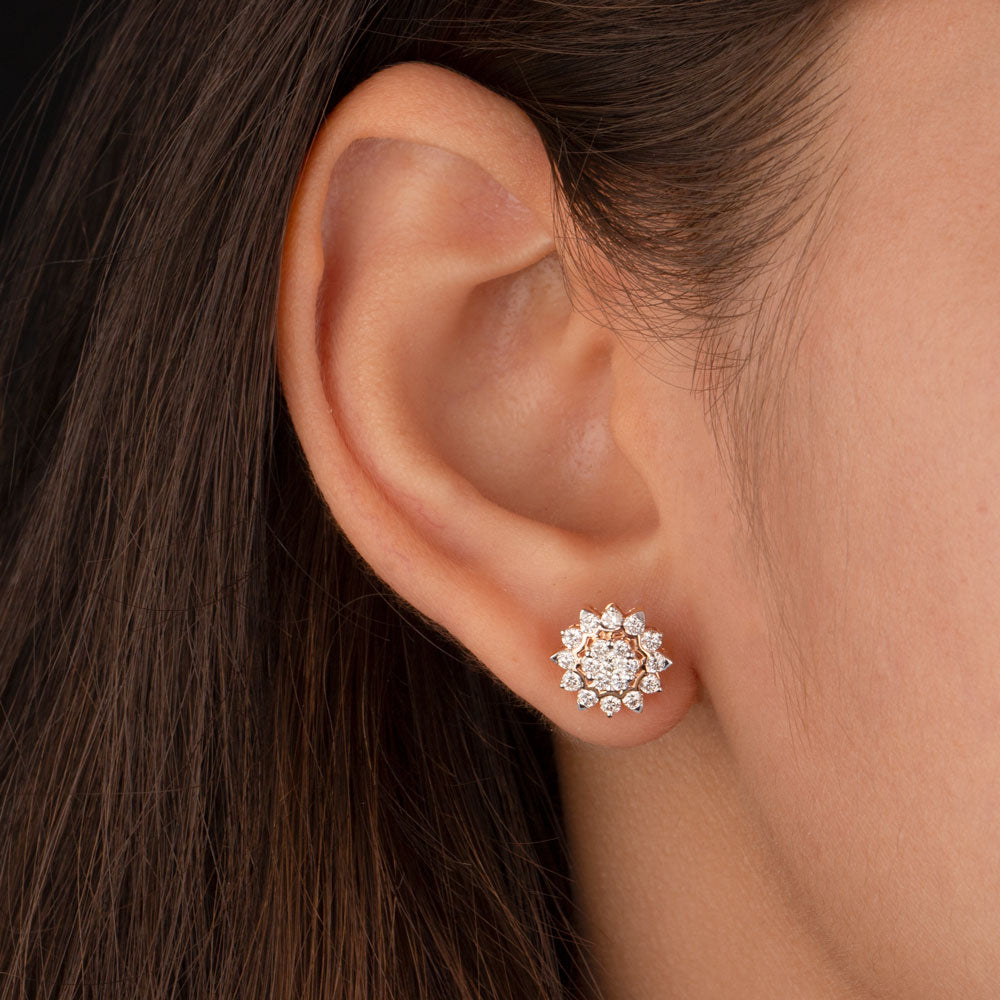 18K Rose Gold Diamond Earrings - 0.77ct VVS-VS-GH