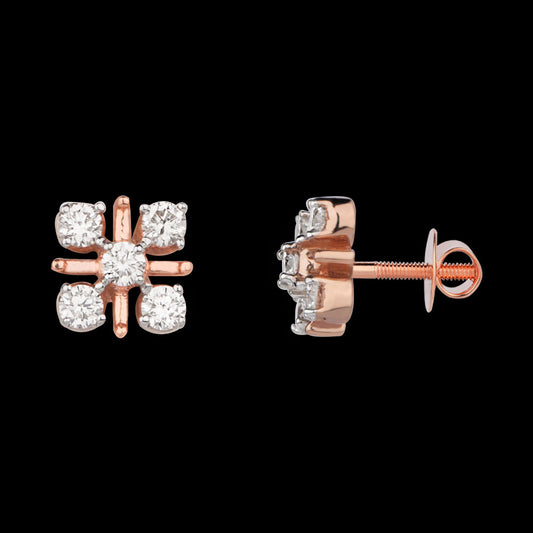 18K Rose Gold Diamond Earrings - 0.444ct VVS-VS-GH