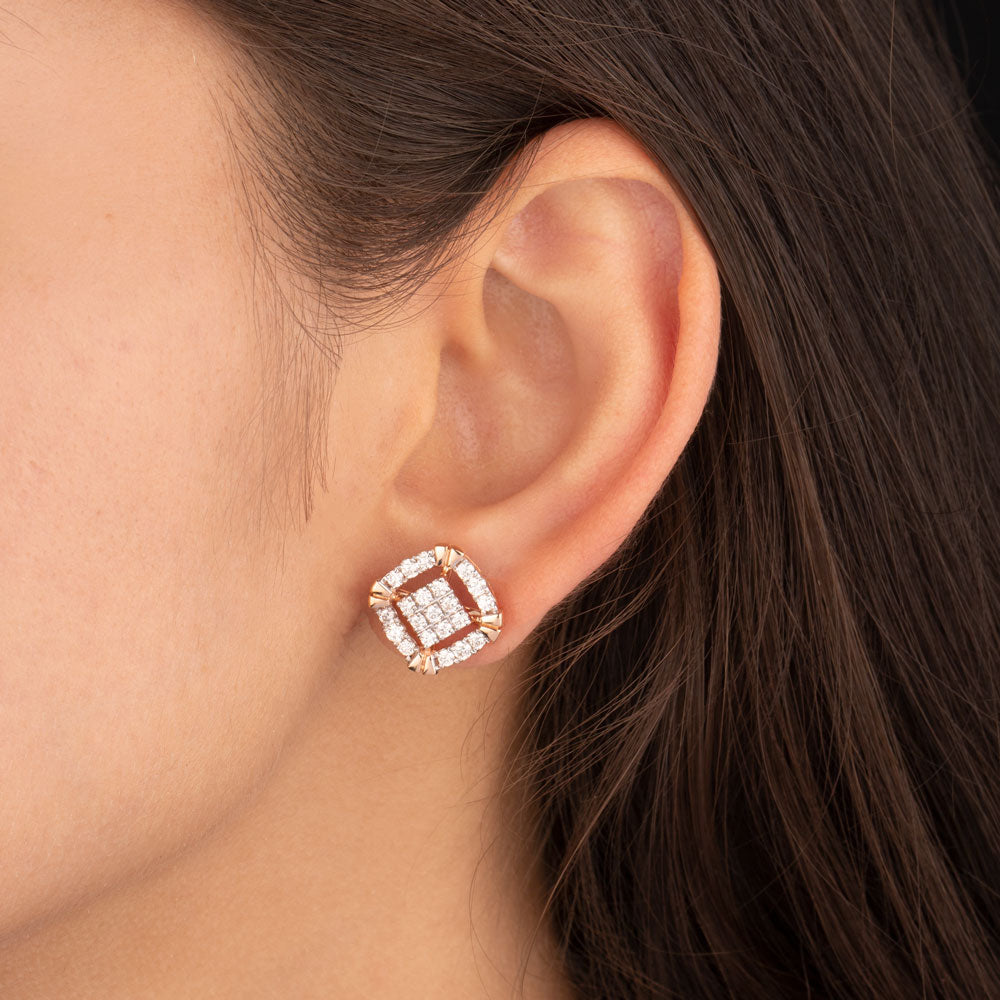 18K Rose Gold Diamond Earrings - 1.051ct VVS-VS-GH