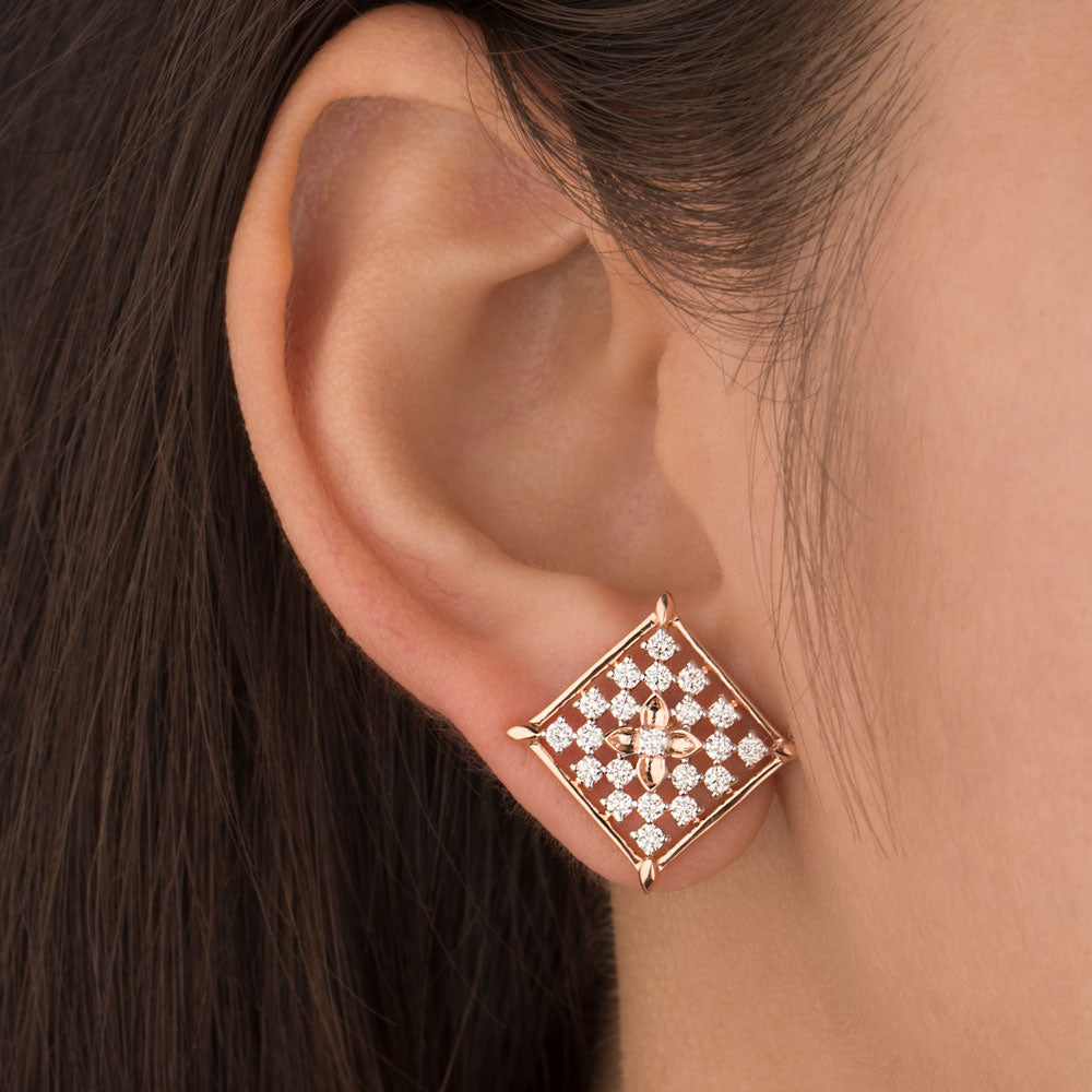 18K Rose Gold Diamond Earrings - 0.88ct VVS-VS-IJ