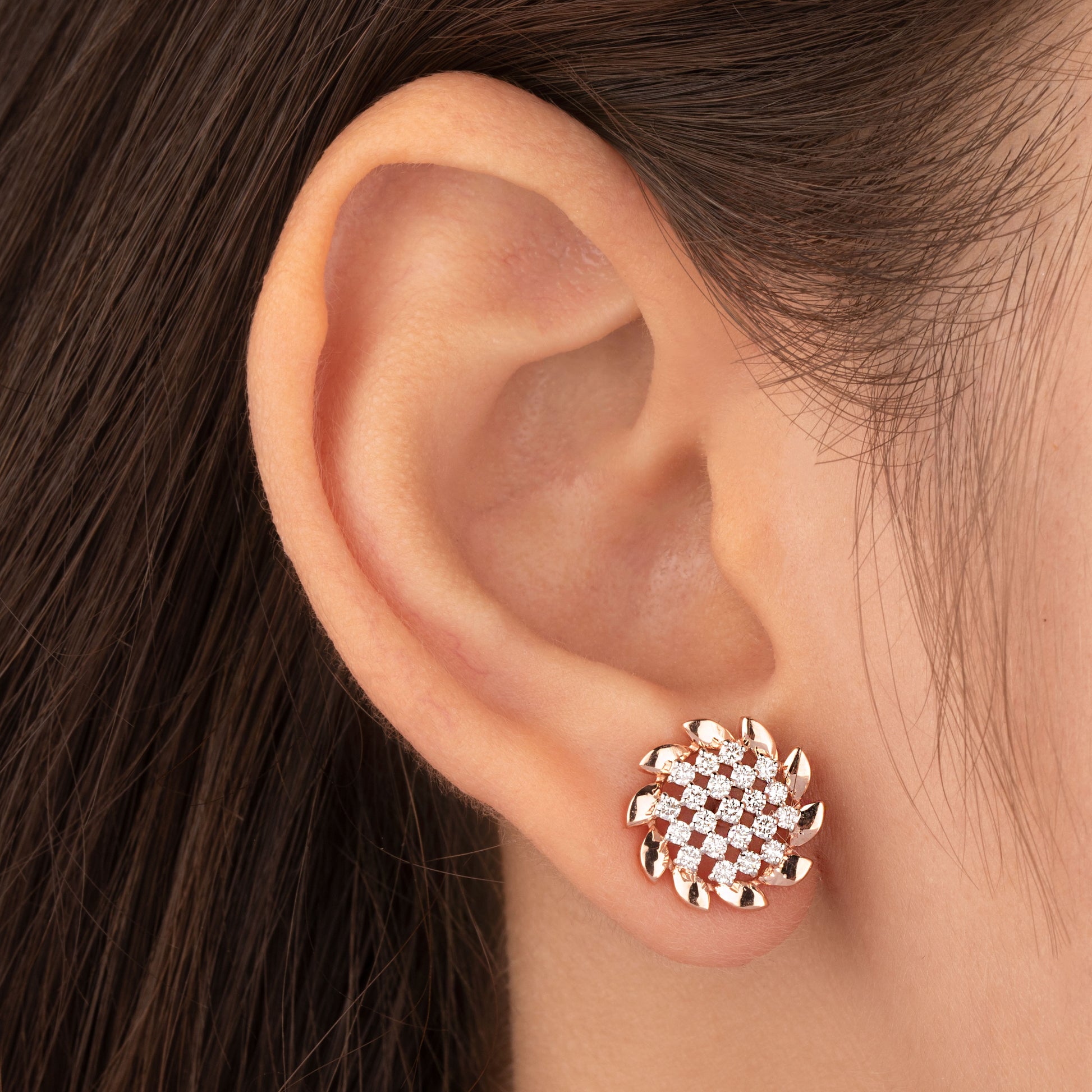 14K Rose Gold Diamond Earrings - 0.593ct VS-EF