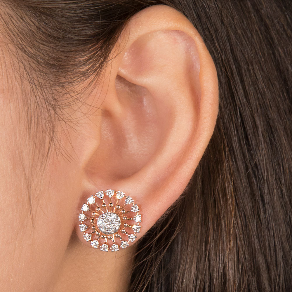 18K Rose Gold Diamond Earrings - 1.06ct VVS-VS-GH