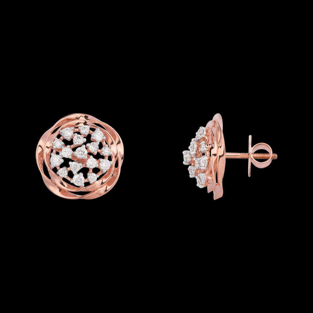 18K Rose Gold Diamond Earrings - 0.806ct VS-SI-HI
