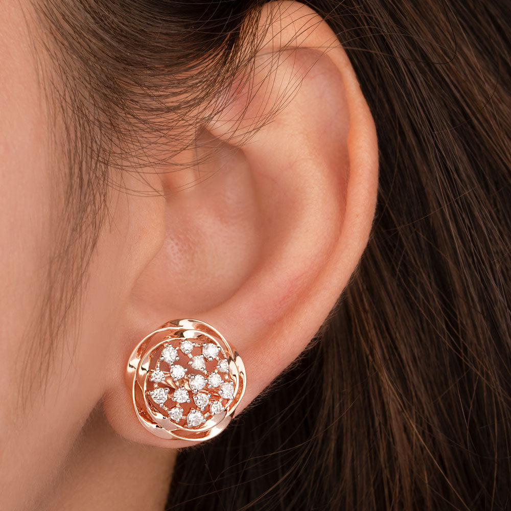 18K Rose Gold Diamond Earrings - 0.806ct VS-SI-HI