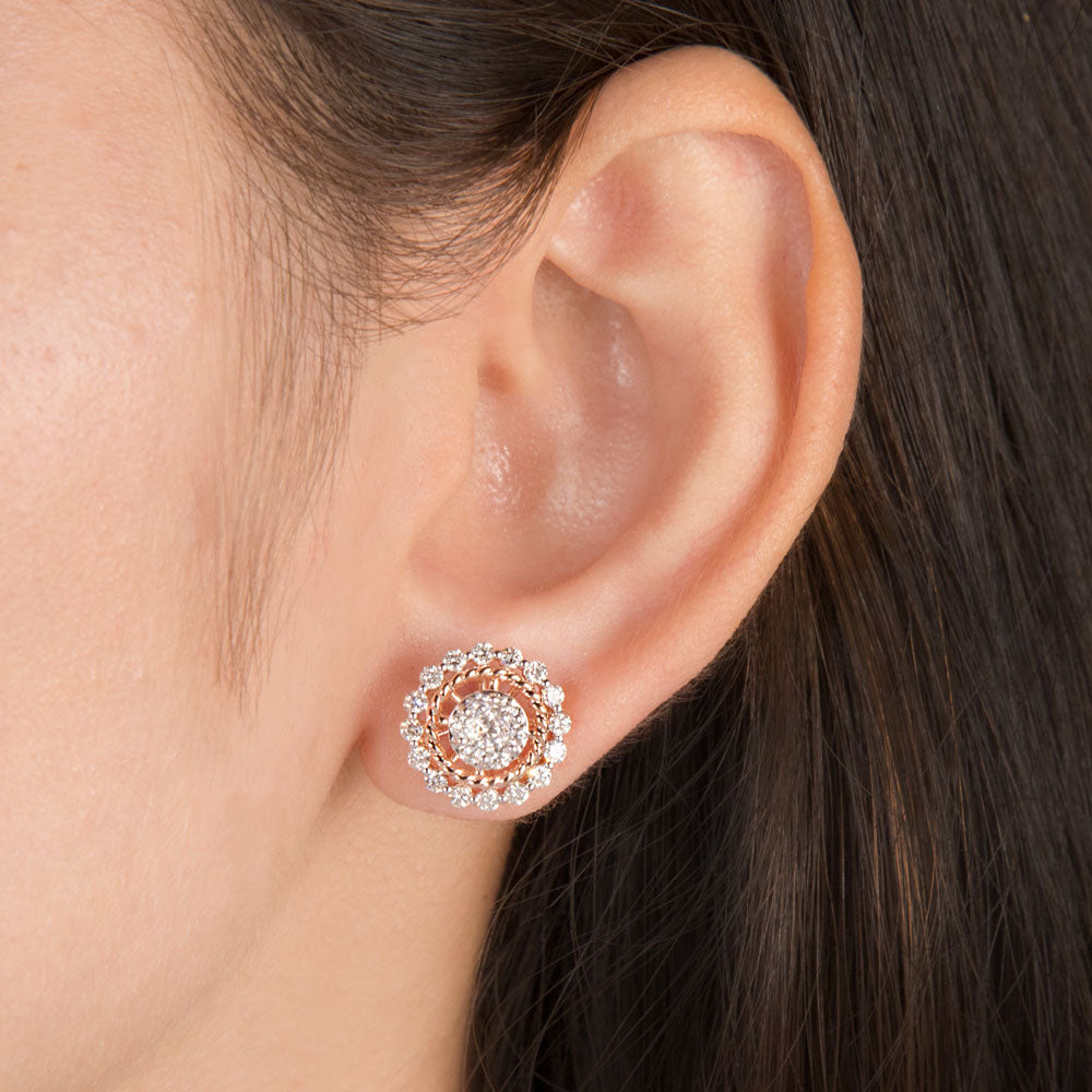 18K Rose Gold Diamond Earrings - 1.17ct VS-SI-HI