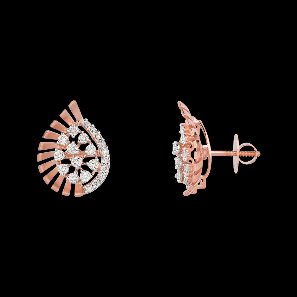 18K Rose Gold Diamond Earrings - 1.045ct VS-SI-HI