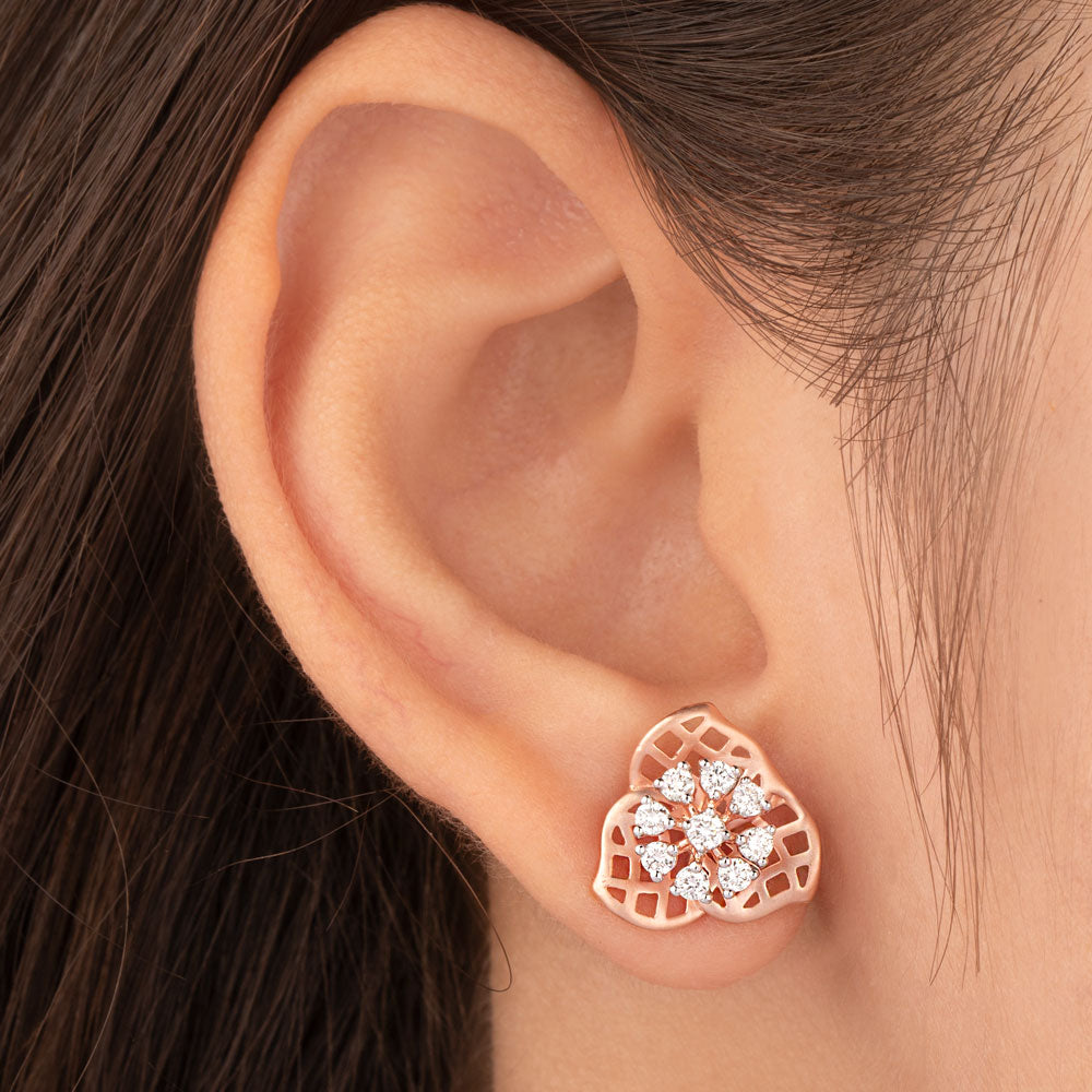 14K Rose Gold Diamond Earrings - 0.538ct VS-SI-HI