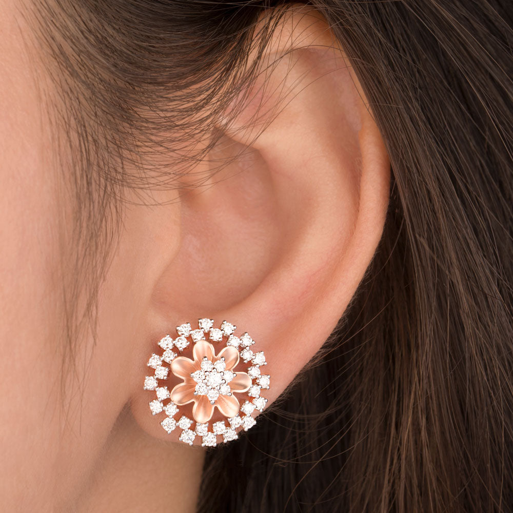 18K Rose Gold Diamond Earrings - 1.67ct VS-SI-HI