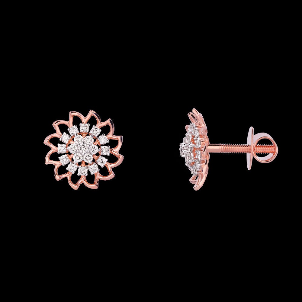 18K Rose Gold Diamond Earrings - 1.005ct VS-SI-HI